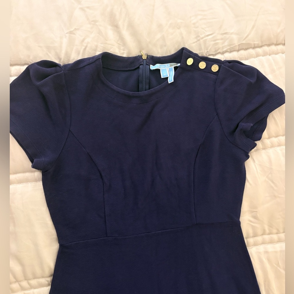 Draper James Navy Dress with Gold Buttons